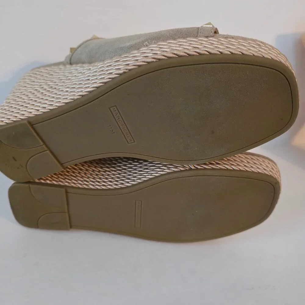 Marc Fisher Zyme Studded Suede Espadrille Wedge Platform Sandals, Size 11M